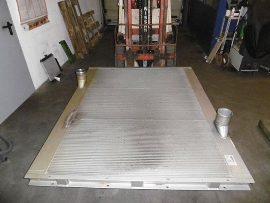 Reparierter Biogas Ladeluftkühler fertig zum Wiedereinbau